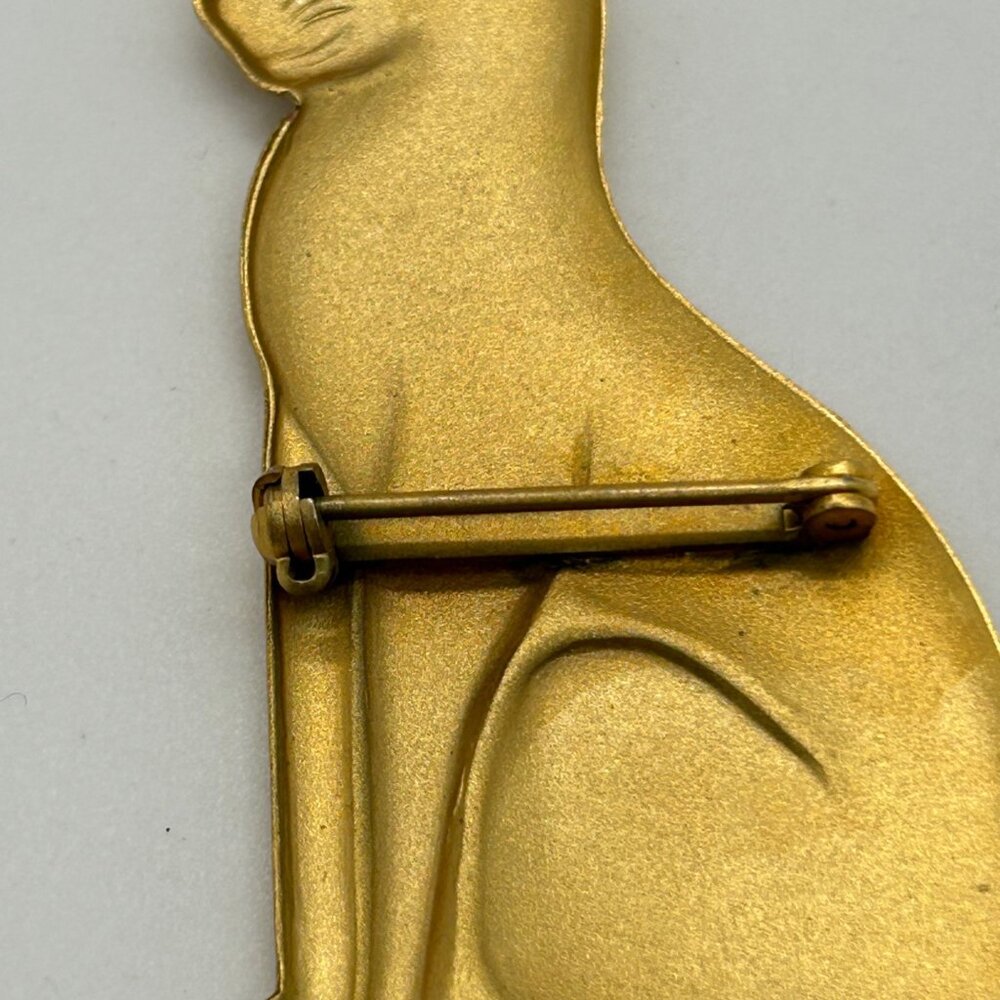 Vintage Gold Tone Cat Eyeglass Holder Brooch Pin Spectacle Hanger Reader Hanger - Picture 8 of 13